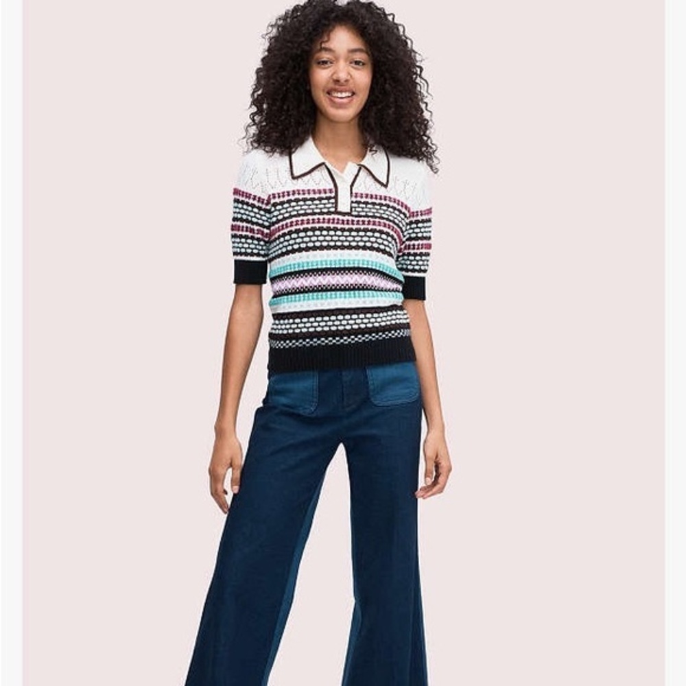 Kate Spade Texture Mix Polo Sweater Size Small GREAT CONDITION